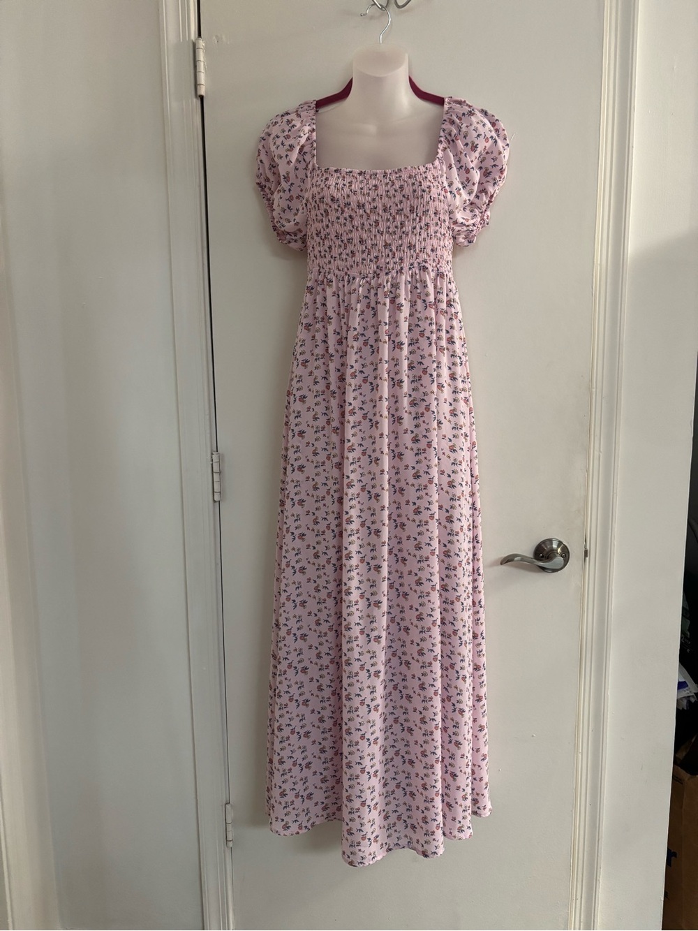 Pie in the Sky Pink Floral Smocked Dress Top